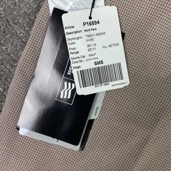 Adidas Golf Pants Men's 32 x 32 Tan Cream Plaid Check Climalite Teflon - Picture 4 of 15